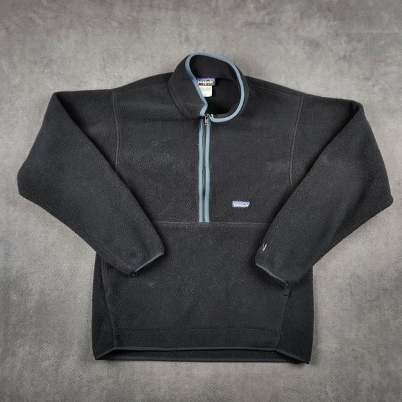 Vintage Patagonia Synchilla Marsupial Mens Medium Black 1/4 Zip Pullover 25735